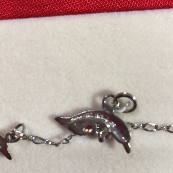 Dolphin Sterling Silver with Gold Leaf Ankle Bracelet. Item#701 - Picture 4 of 5